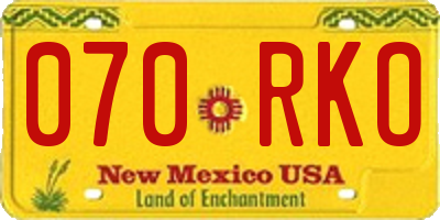 NM license plate 070RKO