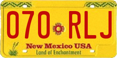 NM license plate 070RLJ