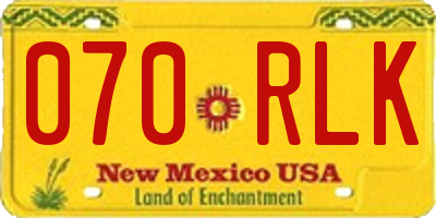 NM license plate 070RLK