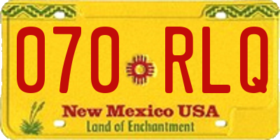 NM license plate 070RLQ
