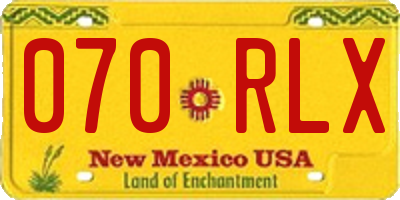 NM license plate 070RLX
