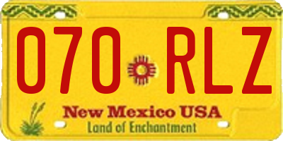 NM license plate 070RLZ