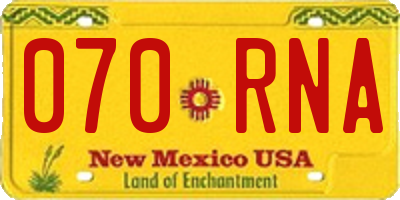 NM license plate 070RNA