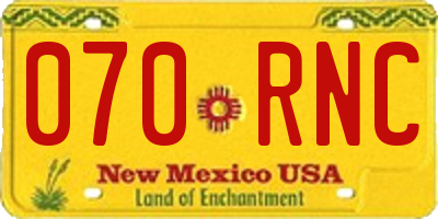 NM license plate 070RNC