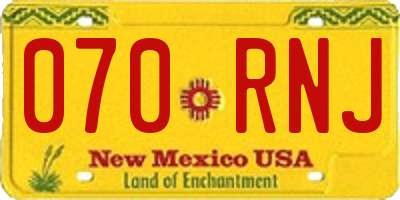 NM license plate 070RNJ