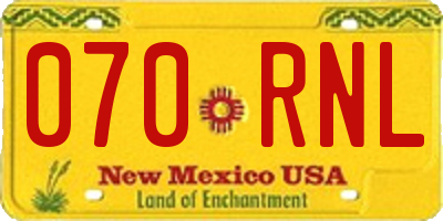 NM license plate 070RNL