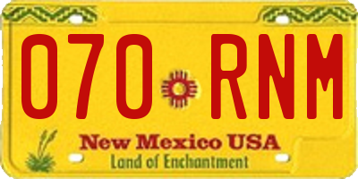 NM license plate 070RNM