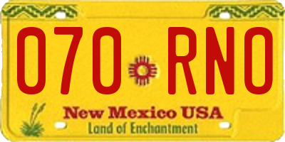 NM license plate 070RNO