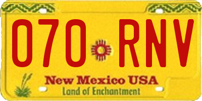 NM license plate 070RNV