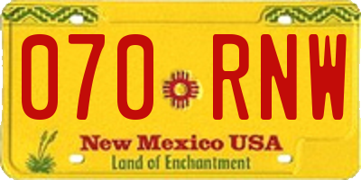 NM license plate 070RNW
