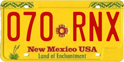 NM license plate 070RNX