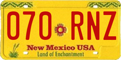 NM license plate 070RNZ