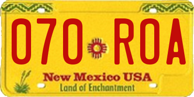 NM license plate 070ROA
