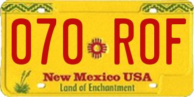 NM license plate 070ROF