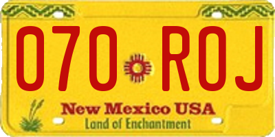NM license plate 070ROJ