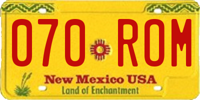 NM license plate 070ROM