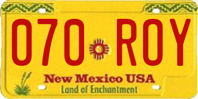 NM license plate 070ROY