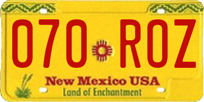 NM license plate 070ROZ