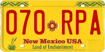 NM license plate 070RPA