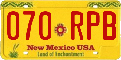 NM license plate 070RPB