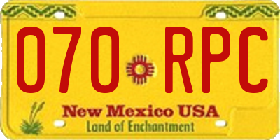 NM license plate 070RPC
