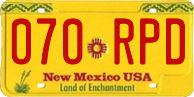 NM license plate 070RPD