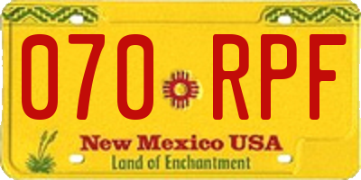 NM license plate 070RPF