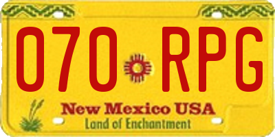 NM license plate 070RPG