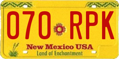 NM license plate 070RPK
