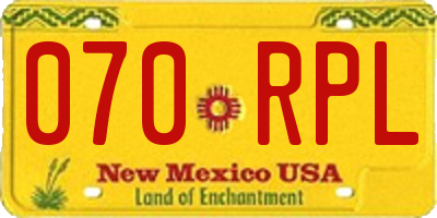NM license plate 070RPL