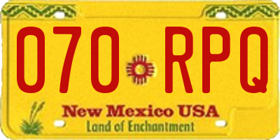 NM license plate 070RPQ