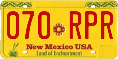 NM license plate 070RPR