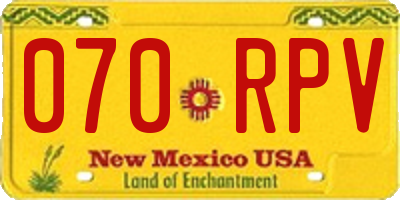 NM license plate 070RPV