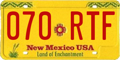 NM license plate 070RTF