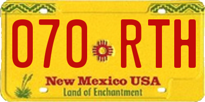NM license plate 070RTH