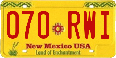 NM license plate 070RWI