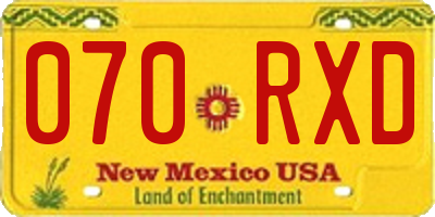 NM license plate 070RXD