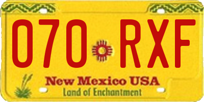 NM license plate 070RXF