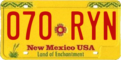 NM license plate 070RYN