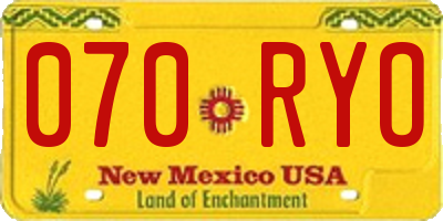 NM license plate 070RYO