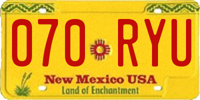 NM license plate 070RYU