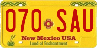 NM license plate 070SAU