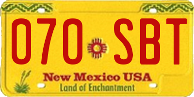 NM license plate 070SBT