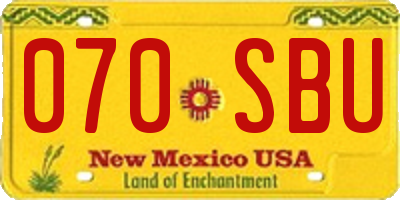 NM license plate 070SBU