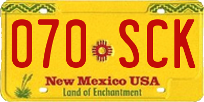 NM license plate 070SCK