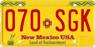 NM license plate 070SGK