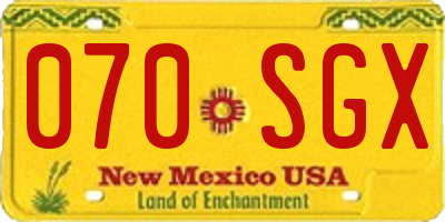 NM license plate 070SGX