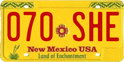 NM license plate 070SHE