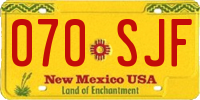 NM license plate 070SJF