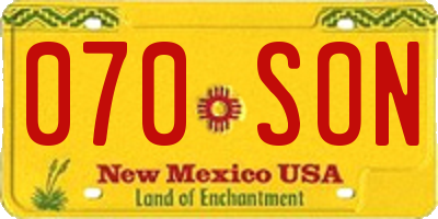 NM license plate 070SON
